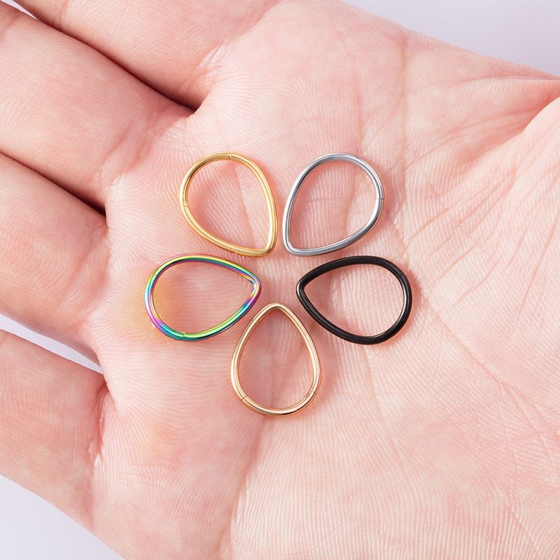 1PC Drip nose Ring Fashion stainless steel closed ring Hinge nasal septum ear bone multi-purpose ring piercing jewelry