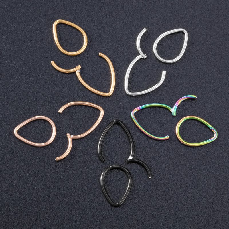 1PC Drip nose Ring Fashion stainless steel closed ring Hinge nasal septum ear bone multi-purpose ring piercing jewelry