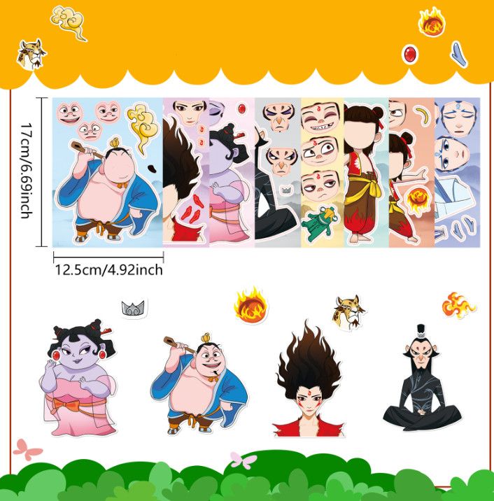 A Set of 8PCS Nezha Changing Stickers DIY Skateboard Laptop Suitcase star Stickers Cute Children's Toys Gifts