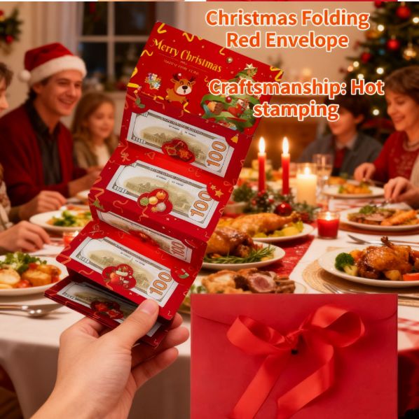 1 6-slot/10 slot Christmas money bag and gift card holder - holiday design - perfect for Christmas, birthdays, and Thanksgiving