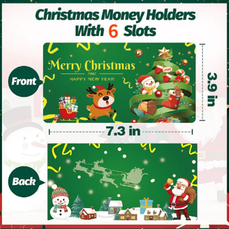 1 6-slot/10 slot Christmas money bag and gift card holder - holiday design - perfect for Christmas, birthdays, and Thanksgiving