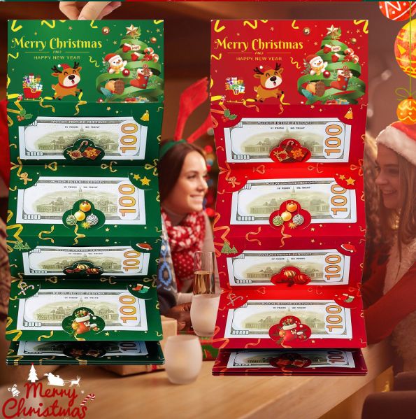 1 6-slot/10 slot Christmas money bag and gift card holder - holiday design - perfect for Christmas, birthdays, and Thanksgiving