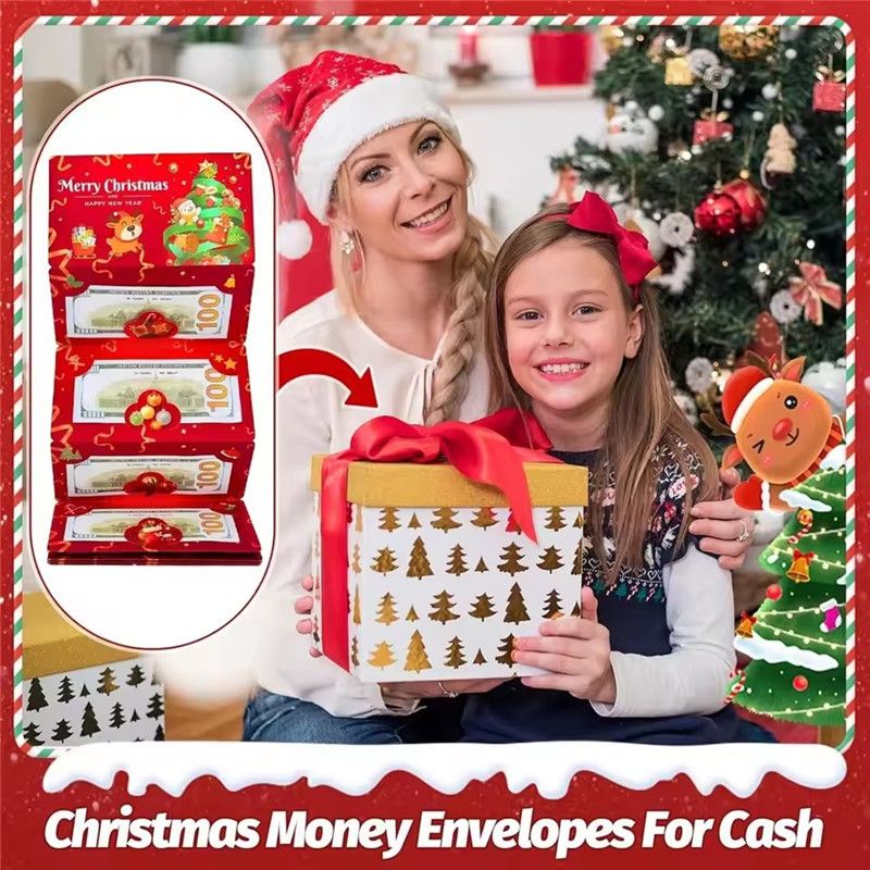 1 6-slot/10 slot Christmas money bag and gift card holder - holiday design - perfect for Christmas, birthdays, and Thanksgiving