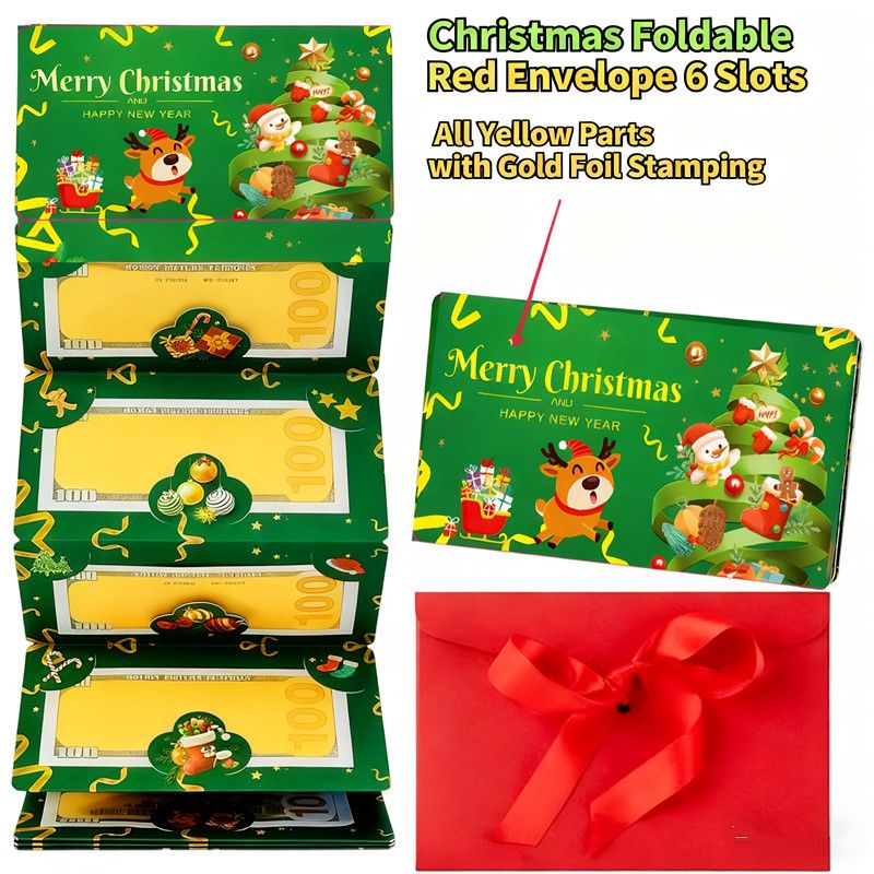 1 6-slot/10 slot Christmas money bag and gift card holder - holiday design - perfect for Christmas, birthdays, and Thanksgiving