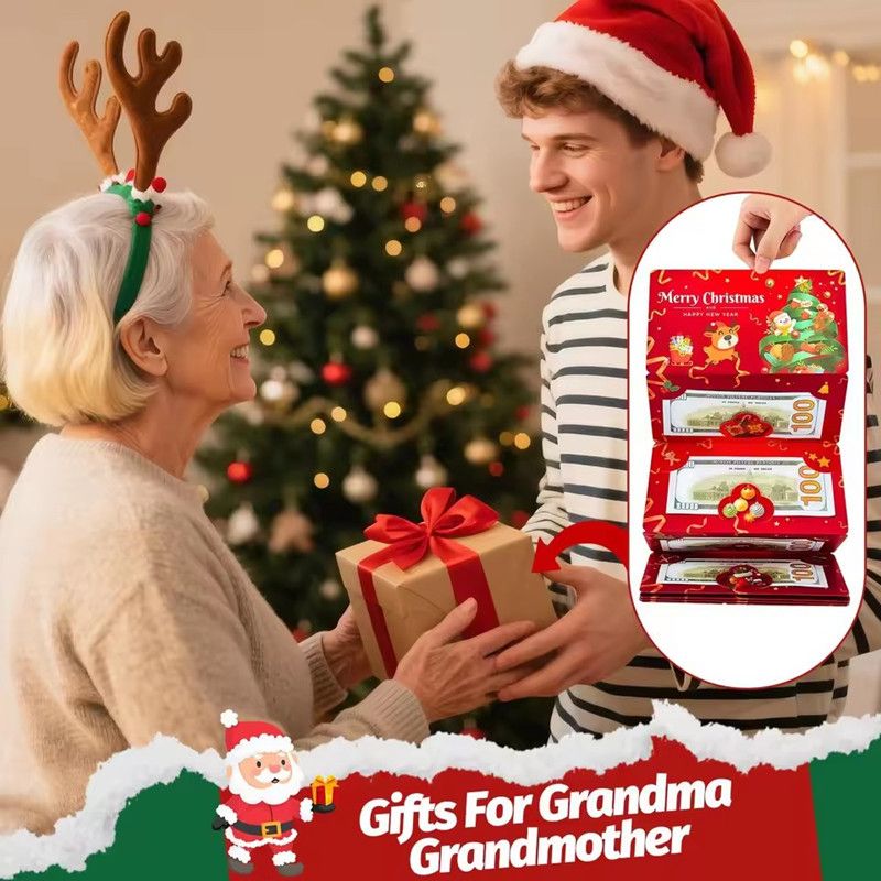 1 6-slot/10 slot Christmas money bag and gift card holder - holiday design - perfect for Christmas, birthdays, and Thanksgiving