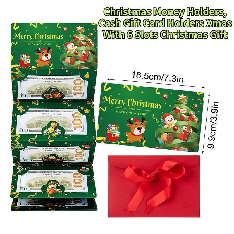 1 6-slot/10 slot Christmas money bag and gift card holder - holiday design - perfect for Christmas, birthdays, and Thanksgiving