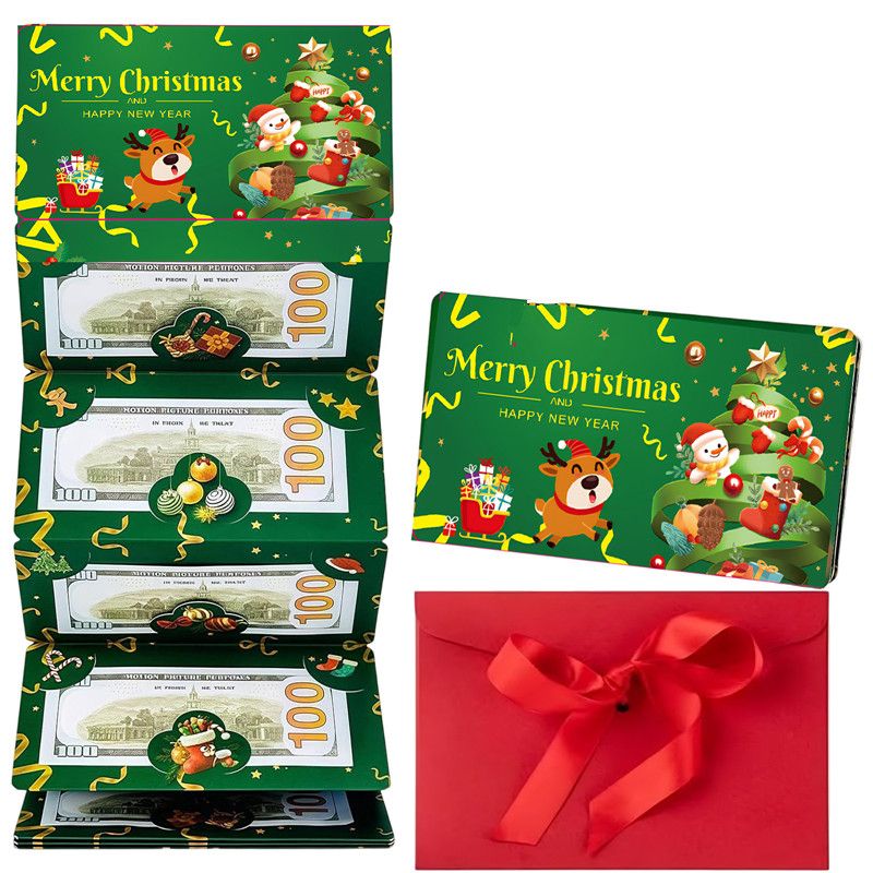 1 6-slot/10 slot Christmas money bag and gift card holder - holiday design - perfect for Christmas, birthdays, and Thanksgiving