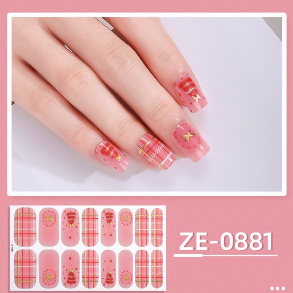 16tips Christmas Baking-Free Nail Stickers Winter Snowflake Snowman Adhesive Nail Strips Patch Slider Full Cover Nail Decoration