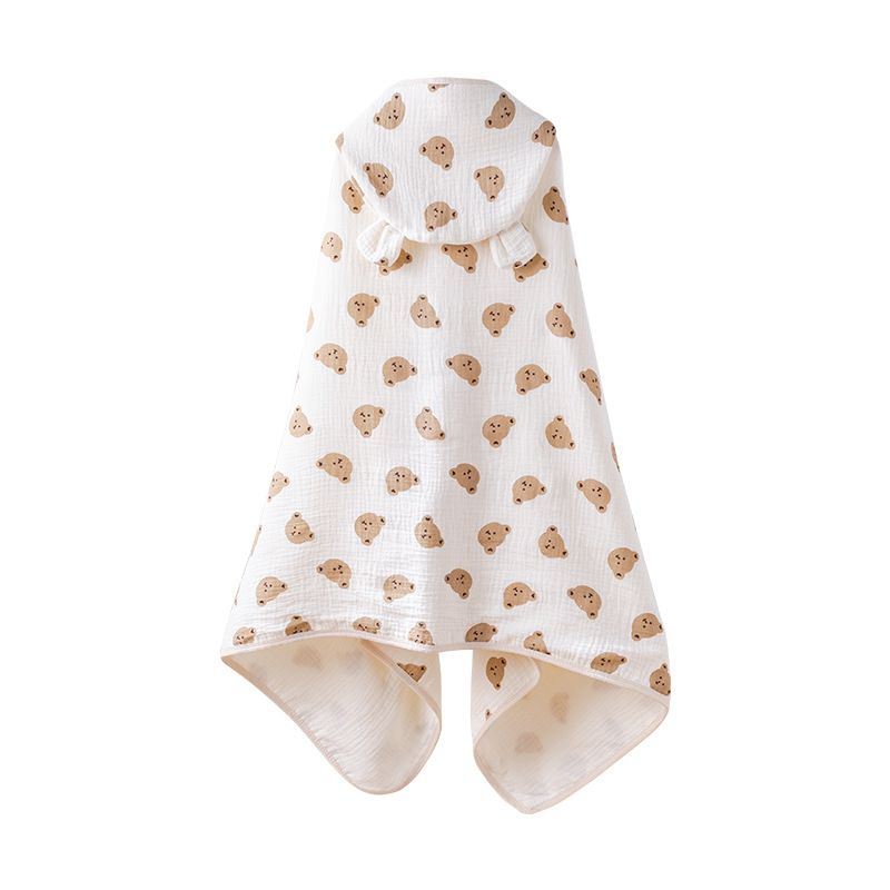 Baby Bath Towel 4 Layers Gauze Cotton Cloak Towel with Hat Infant Four Seasons Hooded Cartoon Bathrobe Toddler Soft Bath Towel