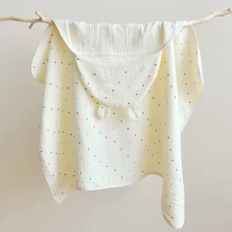 Baby Bath Towel 4 Layers Gauze Cotton Cloak Towel with Hat Infant Four Seasons Hooded Cartoon Bathrobe Toddler Soft Bath Towel