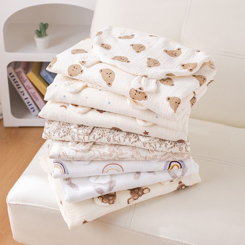 Baby Bath Towel 4 Layers Gauze Cotton Cloak Towel with Hat Infant Four Seasons Hooded Cartoon Bathrobe Toddler Soft Bath Towel