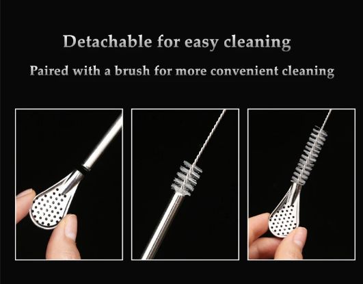 5PCS Straw Spoon Multi-purpose Stainless Steel Straw Spoon Cute Creative Coffee Stirring Spoon Juice Milk Tea Spoon