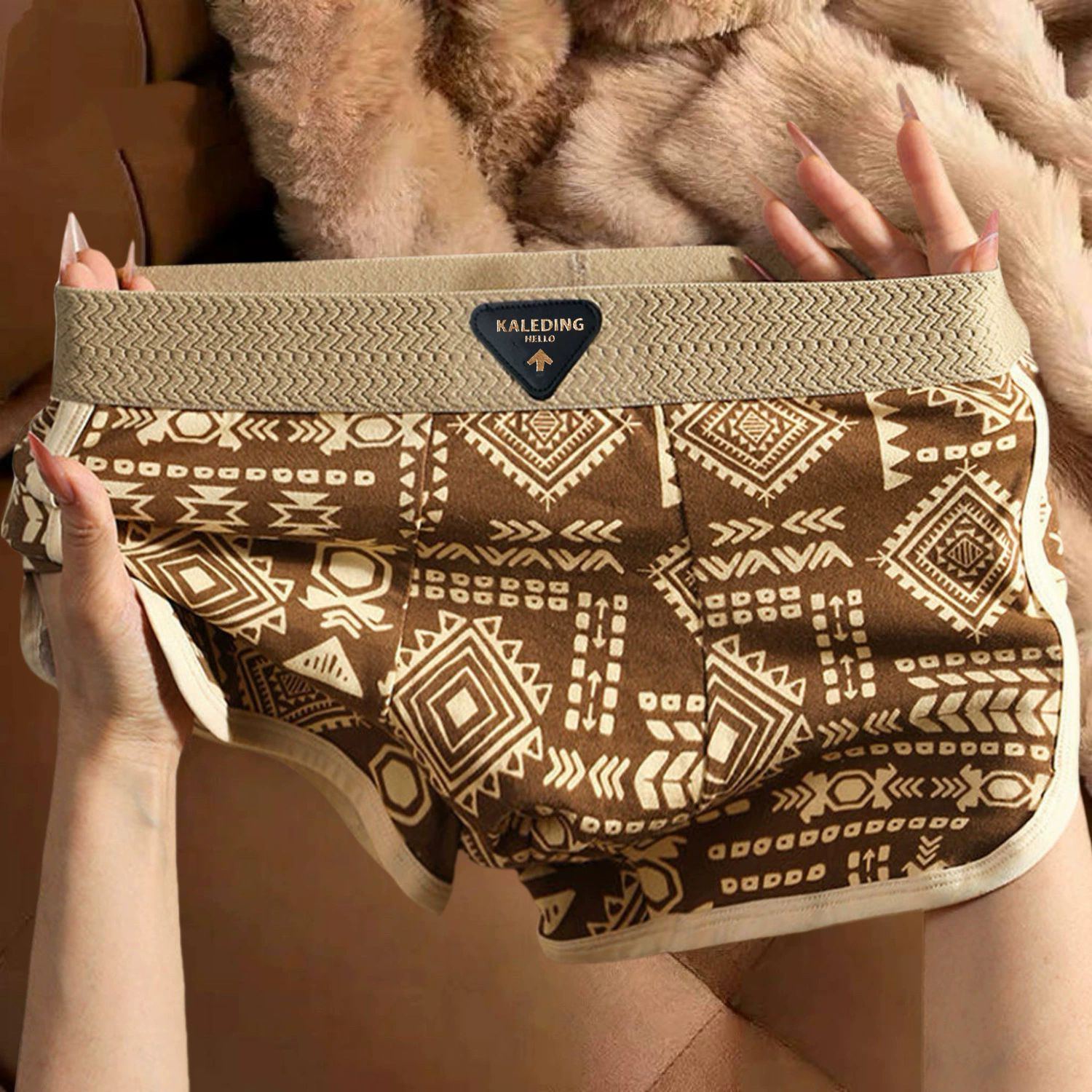 3PCS/SET Men's Underwear American Retro Ethnic Style Flat Leg Pants Breathable Soft Men Underpant Trendy Men's Boxer Shorts