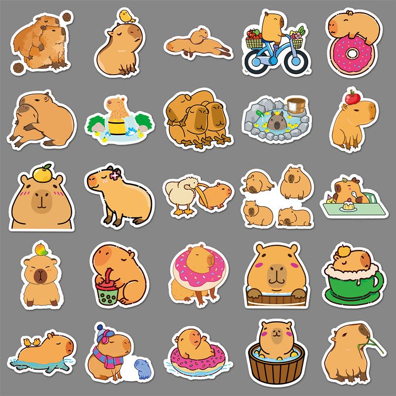 50PCS Waterproof Capybara Stickers  Cute Cartoon Animal Decals for Fridge, Wall, Switch, Phone, Tumbler & Home Decor