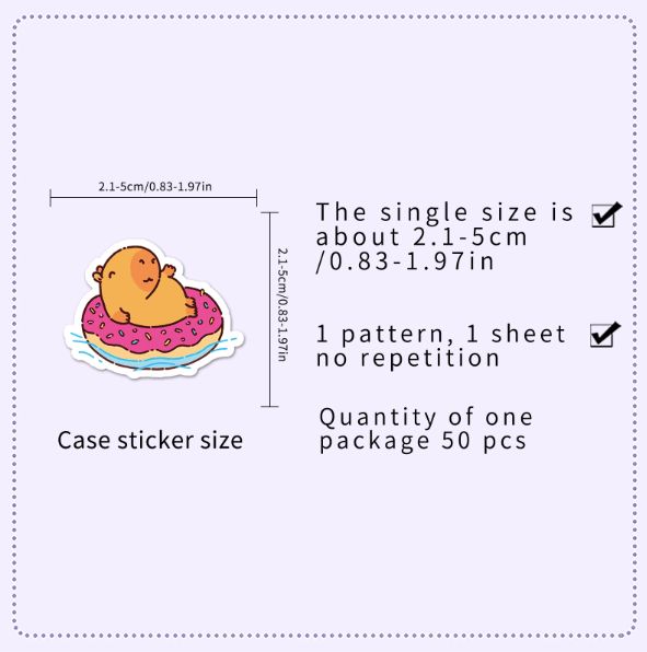 50PCS Waterproof Capybara Stickers  Cute Cartoon Animal Decals for Fridge, Wall, Switch, Phone, Tumbler & Home Decor