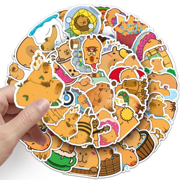 50PCS Waterproof Capybara Stickers  Cute Cartoon Animal Decals for Fridge, Wall, Switch, Phone, Tumbler & Home Decor