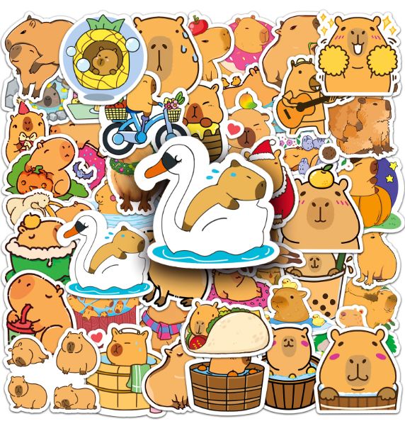 50PCS Waterproof Capybara Stickers  Cute Cartoon Animal Decals for Fridge, Wall, Switch, Phone, Tumbler & Home Decor