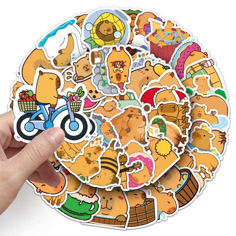 50PCS Waterproof Capybara Stickers  Cute Cartoon Animal Decals for Fridge, Wall, Switch, Phone, Tumbler & Home Decor
