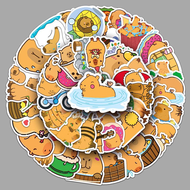 50PCS Waterproof Capybara Stickers  Cute Cartoon Animal Decals for Fridge, Wall, Switch, Phone, Tumbler & Home Decor