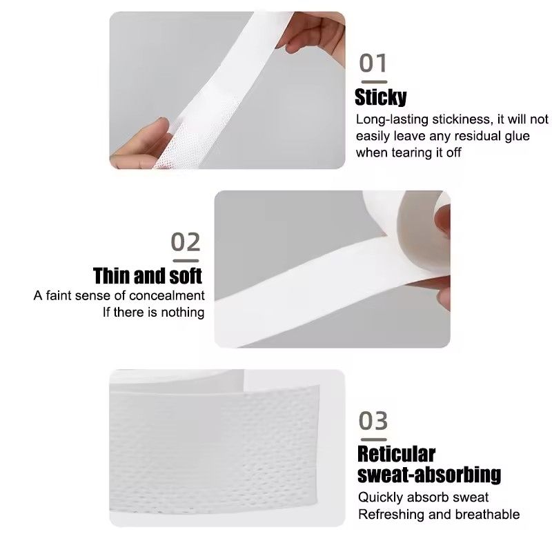2PCS 8M Self-Adhesive Sweatproof Collar Disposable Hat Shirt Collar Adhesive Anti-dirty Grime Protector Tape Breathable Stickers