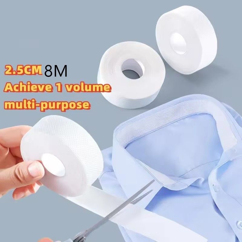 2PCS 8M Self-Adhesive Sweatproof Collar Disposable Hat Shirt Collar Adhesive Anti-dirty Grime Protector Tape Breathable Stickers