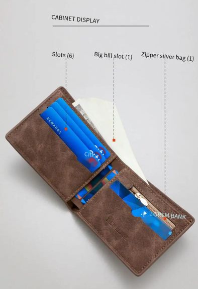 New Retro Men Short Wallet with Zipper Coin Bag Men Leather Wallet Small Money Purse Design Top Men Thin Wallet with Coin Bag