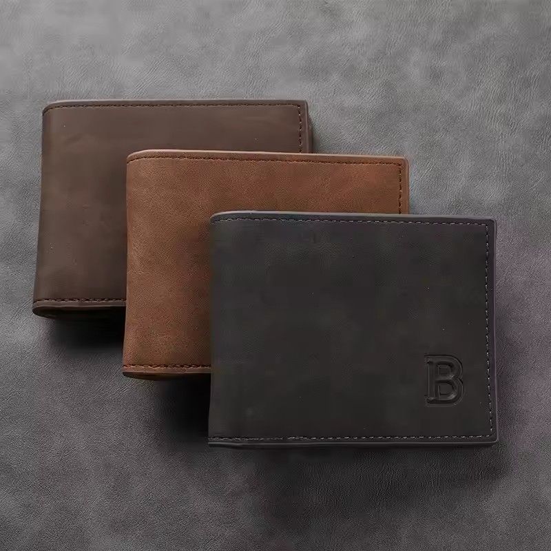 New Retro Men Short Wallet with Zipper Coin Bag Men Leather Wallet Small Money Purse Design Top Men Thin Wallet with Coin Bag