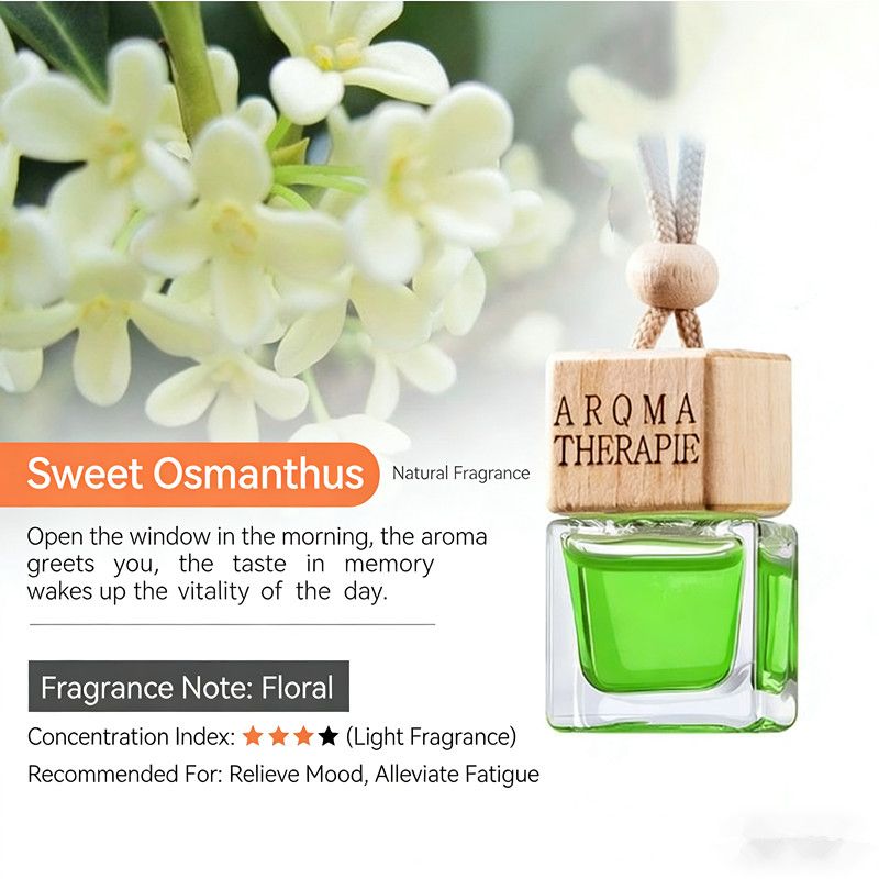 1PC 8ml Square Car Diffuser, 10 Scents Hanging Air Freshener with Refillable Bottle, Car Fragrance Decor Gift like Gardenia