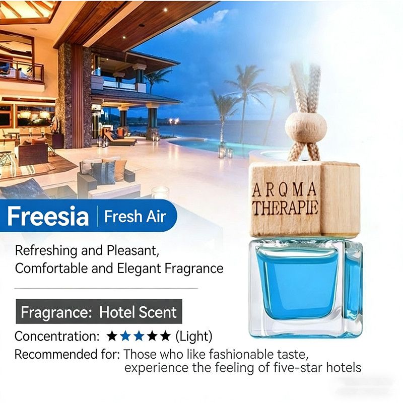 1PC 8ml Square Car Diffuser, 10 Scents Hanging Air Freshener with Refillable Bottle, Car Fragrance Decor Gift like Gardenia