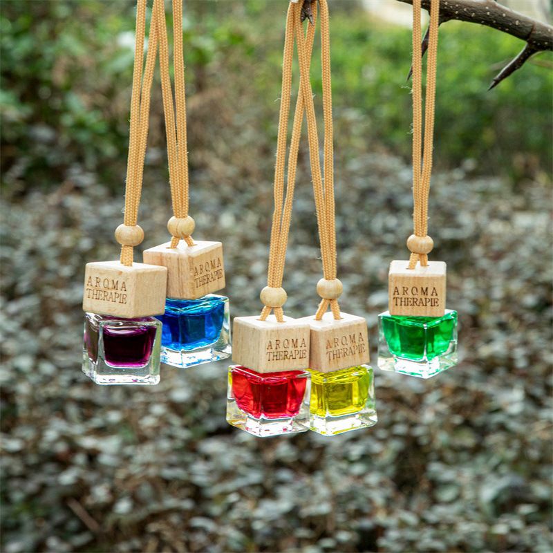 1PC 8ml Square Car Diffuser, 10 Scents Hanging Air Freshener with Refillable Bottle, Car Fragrance Decor Gift like Gardenia