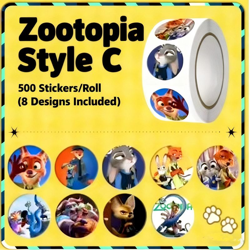 500pcs/Roll Disney Cartoon Cute Zootopia Roll Roll Stickers DIY Decoration Phone Case Notebook Water Cup Toy Gift Sticker