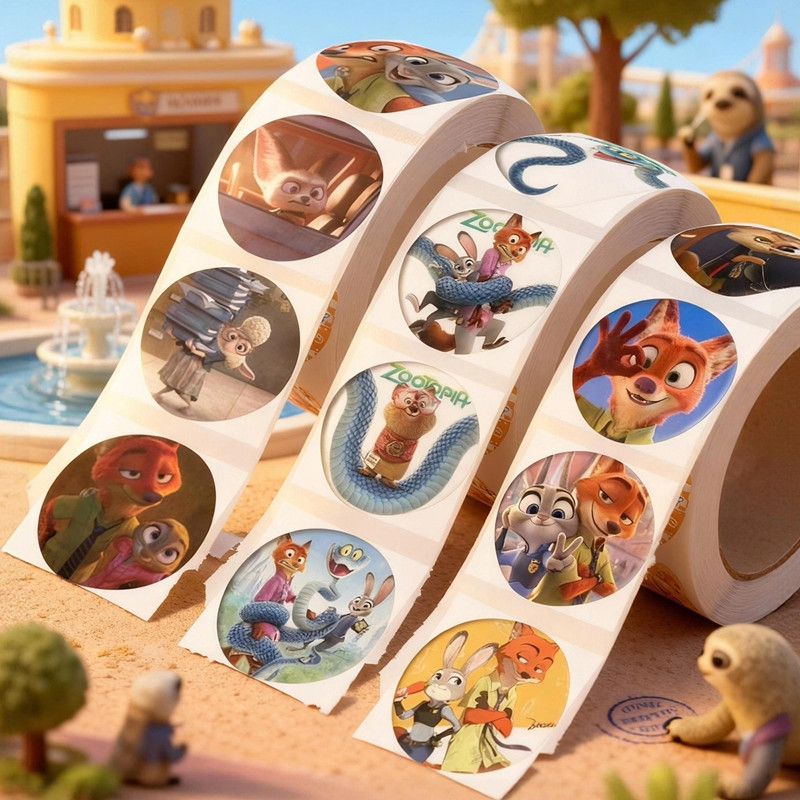 500pcs/Roll Disney Cartoon Cute Zootopia Roll Roll Stickers DIY Decoration Phone Case Notebook Water Cup Toy Gift Sticker