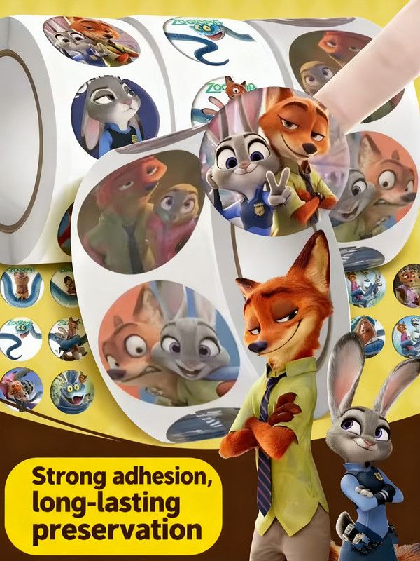 500pcs/Roll Disney Cartoon Cute Zootopia Roll Roll Stickers DIY Decoration Phone Case Notebook Water Cup Toy Gift Sticker
