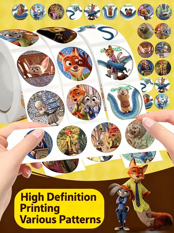 500pcs/Roll Disney Cartoon Cute Zootopia Roll Roll Stickers DIY Decoration Phone Case Notebook Water Cup Toy Gift Sticker