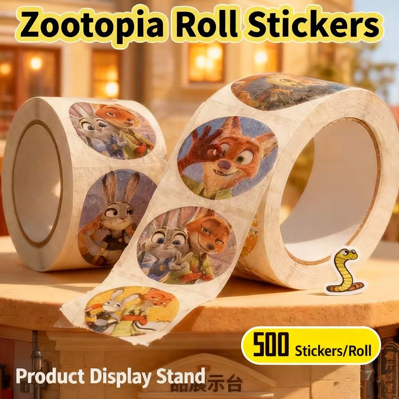 500pcs/Roll Disney Cartoon Cute Zootopia Roll Roll Stickers DIY Decoration Phone Case Notebook Water Cup Toy Gift Sticker