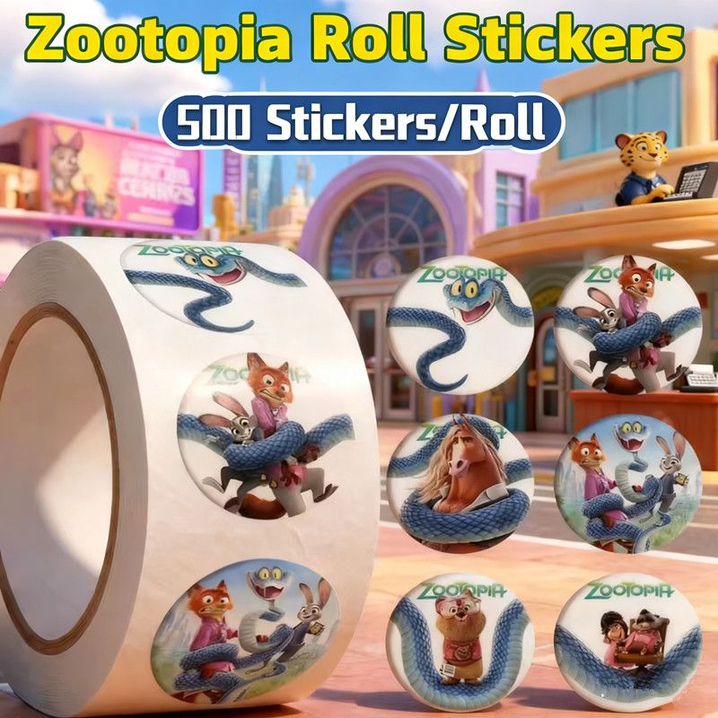 500pcs/Roll Disney Cartoon Cute Zootopia Roll Roll Stickers DIY Decoration Phone Case Notebook Water Cup Toy Gift Sticker