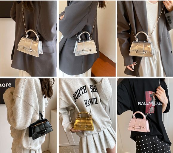 1PC Women Bag Silver Chic Crossbody Bag Luxury Designer Small Shoulder Bag Fashion Gold Mini Coin Purse Handbag for Woman