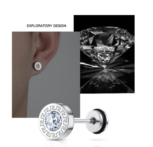1PC Pattern Zircon Earrings For Men Minimalist Style Personalized Men's Hip-Hop Cool Accessories（Attention: This is a sale, not a pair）