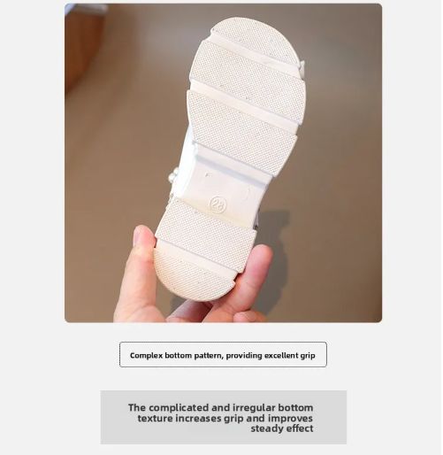 Single Shoes Children Spring Summer Thickened Leather Shoes Girls Soft Sole Pearl Bow Princess Shoes Girls Round Toe Velcro