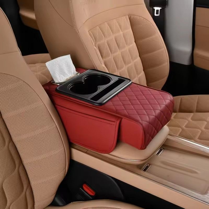 Multifunctional Thicken Car Armrest Storage Box Height Pad Leather Memory Foam Auto Center Armrest Protective Cushion Cup Holder