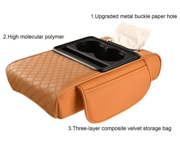 Multifunctional Thicken Car Armrest Storage Box Height Pad Leather Memory Foam Auto Center Armrest Protective Cushion Cup Holder
