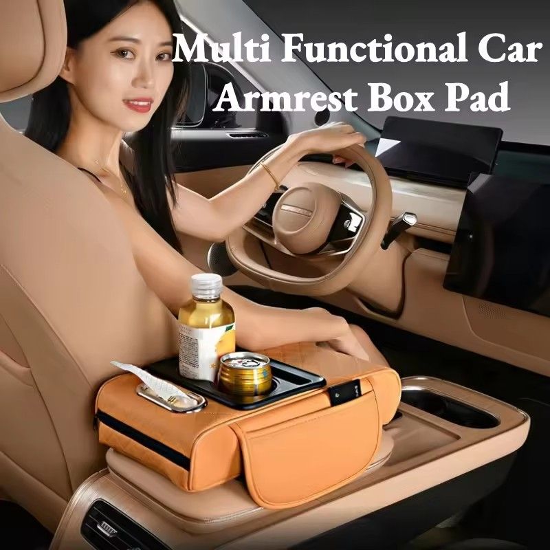 Multifunctional Thicken Car Armrest Storage Box Height Pad Leather Memory Foam Auto Center Armrest Protective Cushion Cup Holder