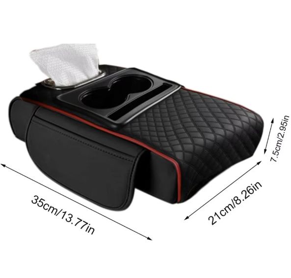 Multifunctional Thicken Car Armrest Storage Box Height Pad Leather Memory Foam Auto Center Armrest Protective Cushion Cup Holder