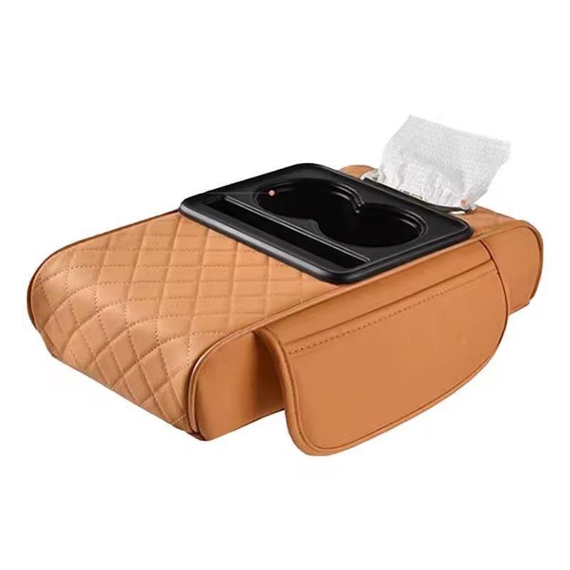 Multifunctional Thicken Car Armrest Storage Box Height Pad Leather Memory Foam Auto Center Armrest Protective Cushion Cup Holder