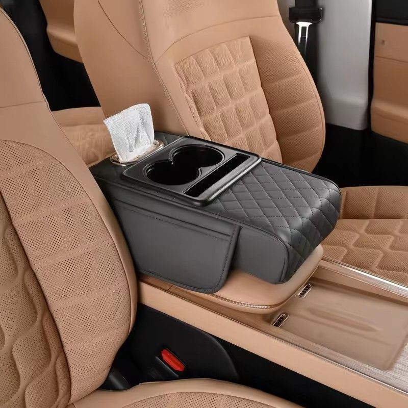Multifunctional Thicken Car Armrest Storage Box Height Pad Leather Memory Foam Auto Center Armrest Protective Cushion Cup Holder