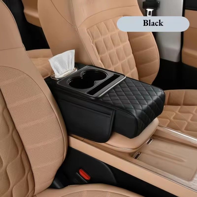 Multifunctional Thicken Car Armrest Storage Box Height Pad Leather Memory Foam Auto Center Armrest Protective Cushion Cup Holder