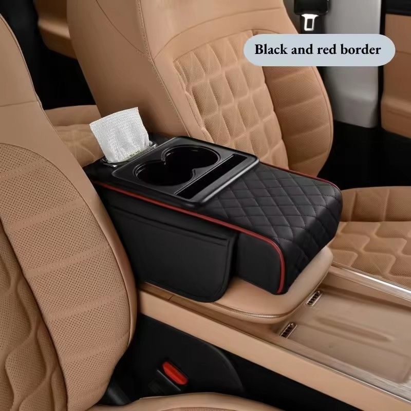 Multifunctional Thicken Car Armrest Storage Box Height Pad Leather Memory Foam Auto Center Armrest Protective Cushion Cup Holder