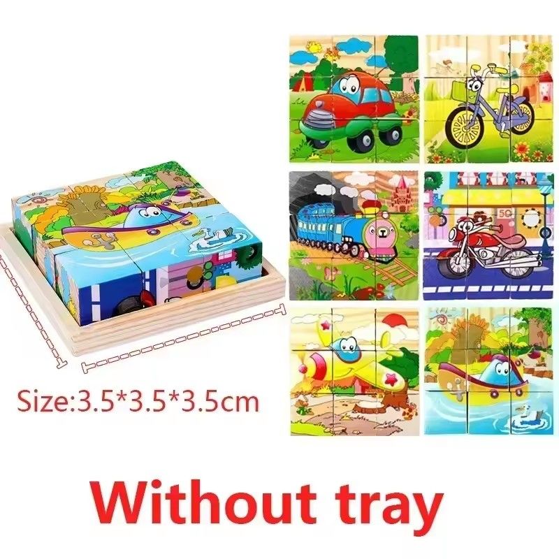 3D cube Wooden puzzle children's nine pieces six-sided wooden block tray children's Montessori learning educational puzzle toys