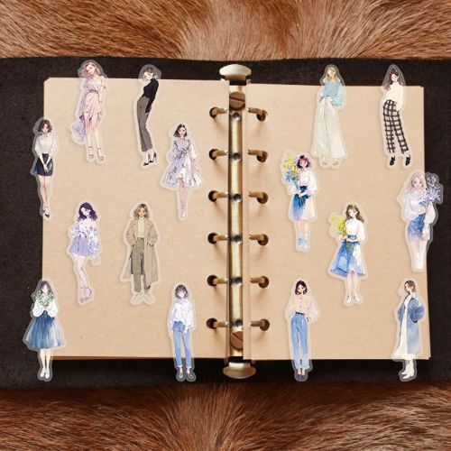 50PCS High Street Girls Dressing Stickers Dress Up Aesthetic Cute Decal Laptop Notebook Phone Decoration PET Waterproof Sticker H-31