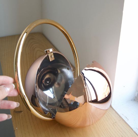 2025 Luxury Women Golden Round Handle Marble Pattern Evening Clutch Bag Brand Fashion Acrylic Smooth Bright Round Ball Handbags